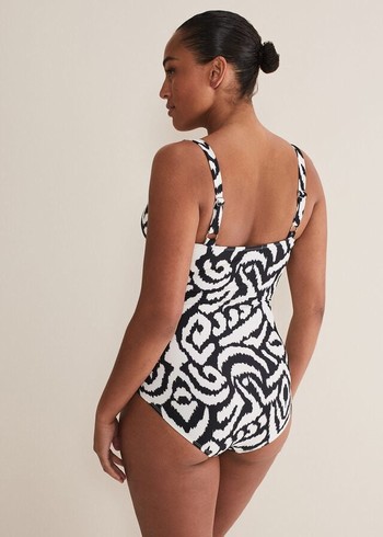 Phase Eight Ikat Abstract Swimwear Black/White USA | 5960713-HE